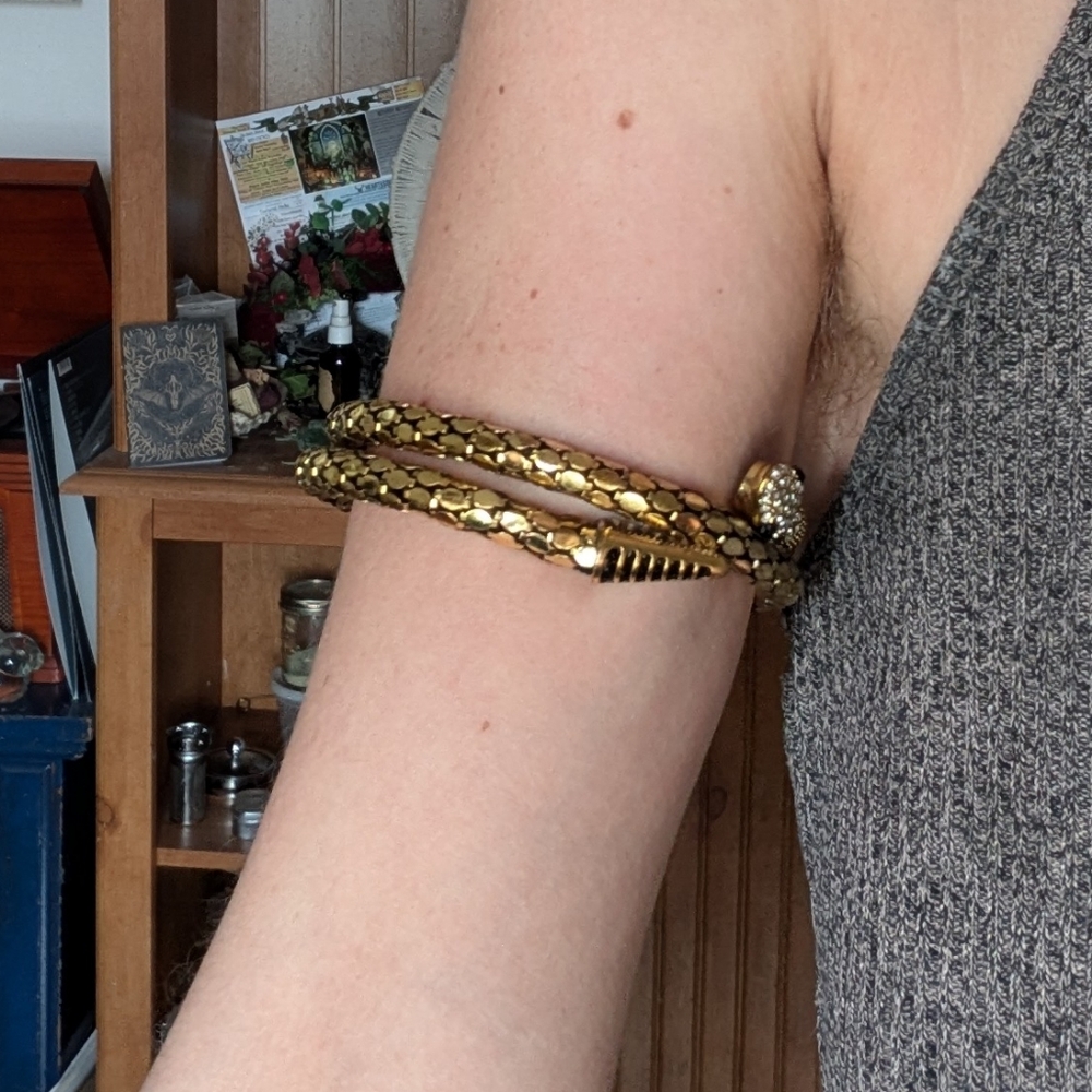 Gold Snake Arm Bracelet for Reptile Enthusiasts